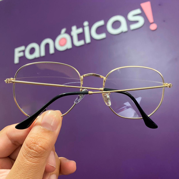 Armação de Óculos Hexagonal RB3548 Dourado e Branco