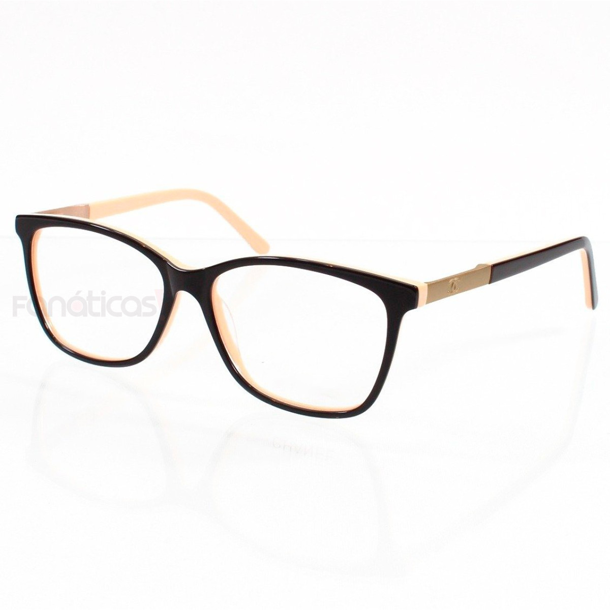 Armação de Óculos Quadrada CH3501 Marrom e Creme