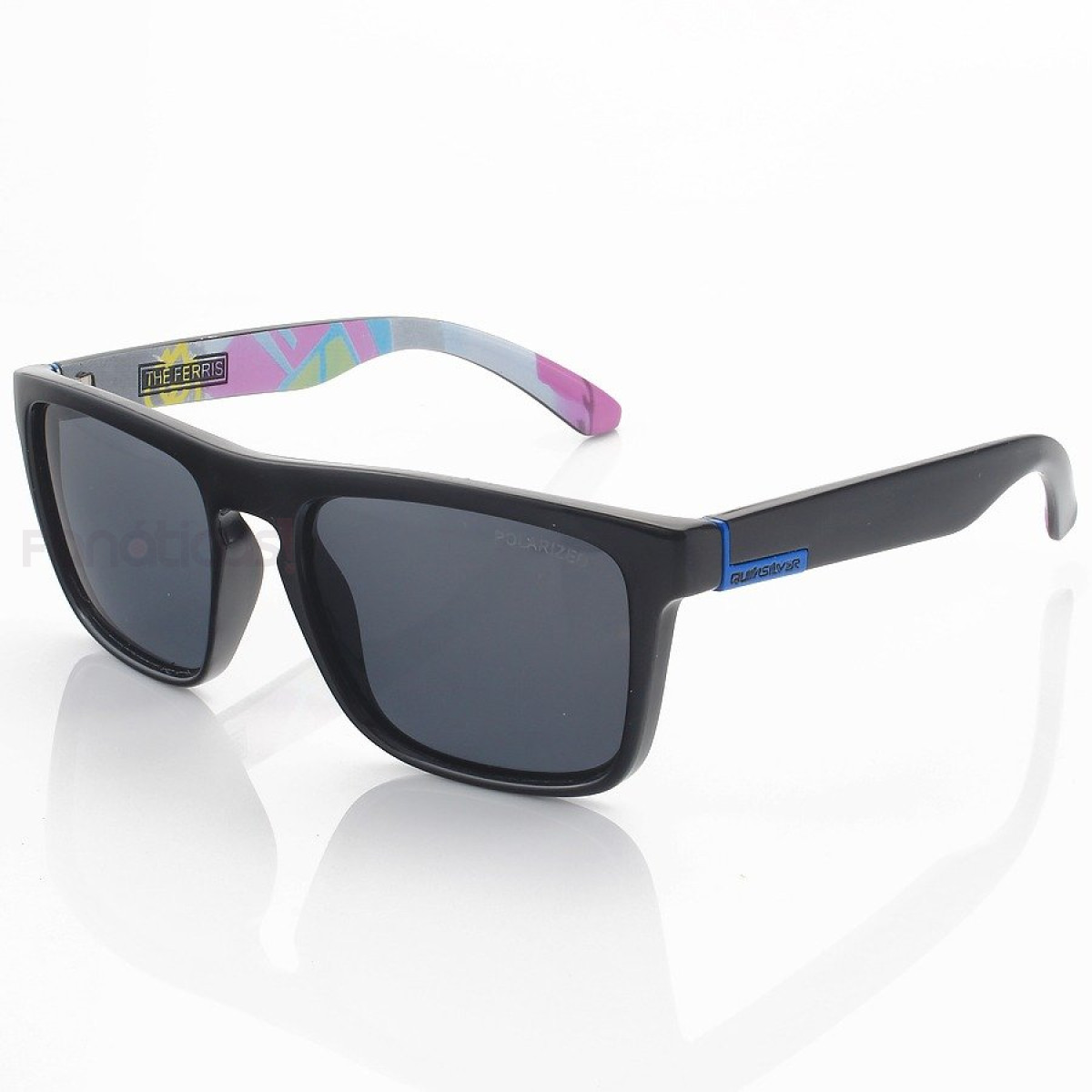 Óculos de Sol Quiksilver The Ferris Preto Brilhante e Lente Preta