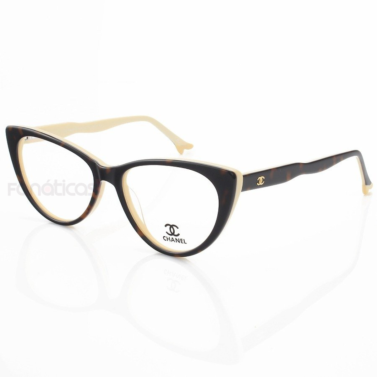 Armação de Óculos Gatinho CH80512 Sapatinho Tartaruga e Creme