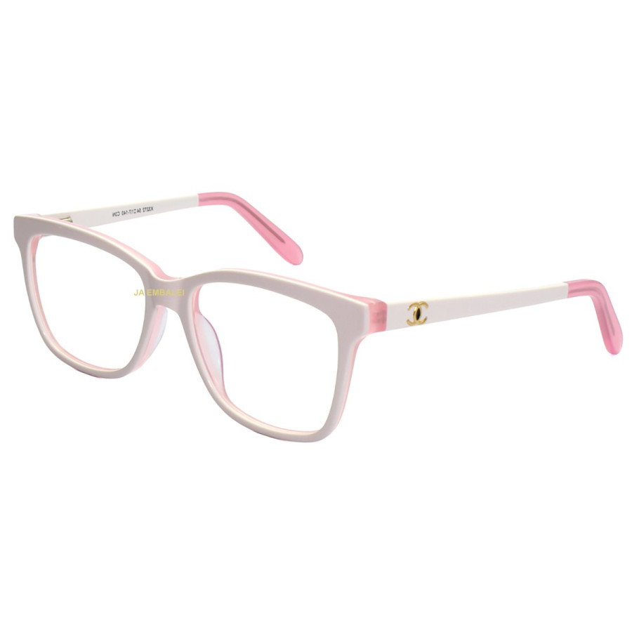 Armação de Óculos Quadrada Chanel X3272 Branco e Rosa