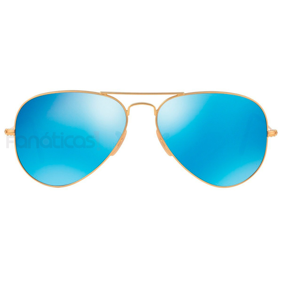 Óculos de Sol Aviador Dourado e Lente Azul Espelhado
