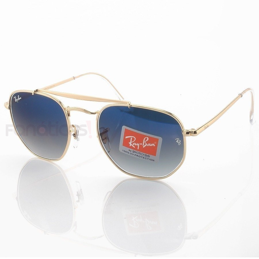 Óculos de Sol Ray-Ban RB3648 Hexagonal Marshal Dourado e Azul Degrade