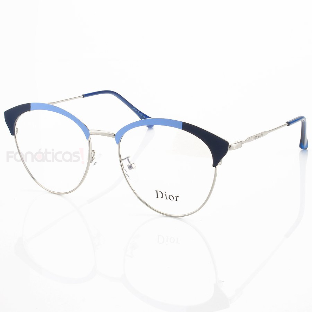 Armação de Óculos Gatinho 0166 Prata e Azul