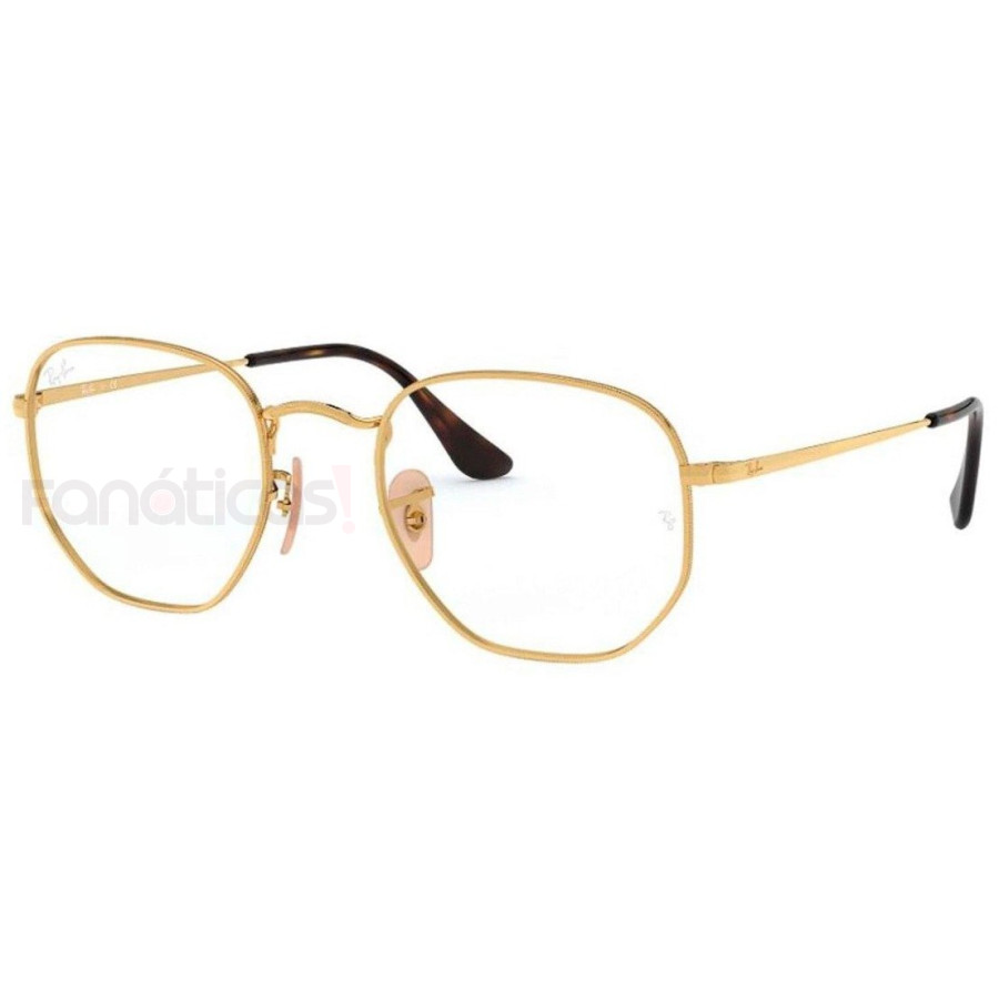 Armacao de Óculos RX6448 Hexagonal Dourada