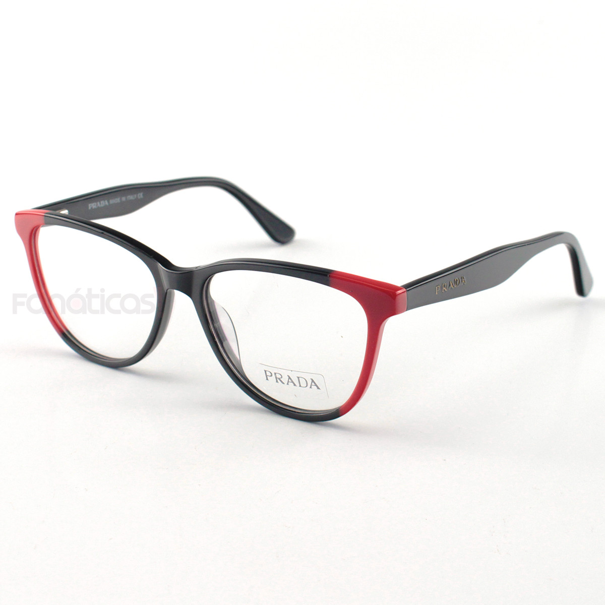 Armacao de Óculos PR 05UV Acetato Preta e Vermelha