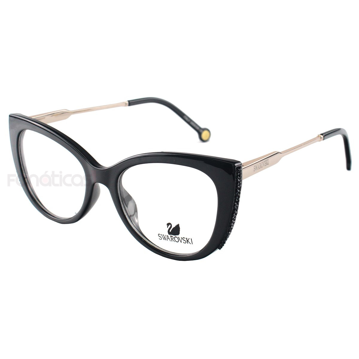 Armação de Óculos Gatinho SK5291 Preto e Dourado