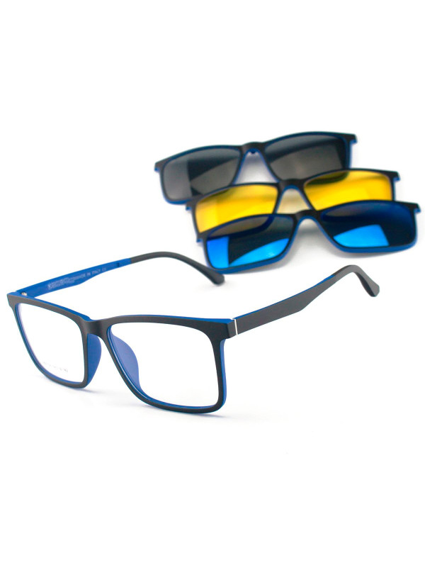 Armacao de Óculos Clipon RB2126 3 Lentes Preta e Azul