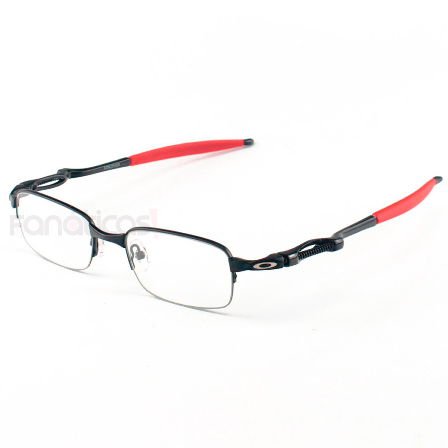 Armação de Óculos Retangular Oakley Coilover OX5043 Preto e Vermelho