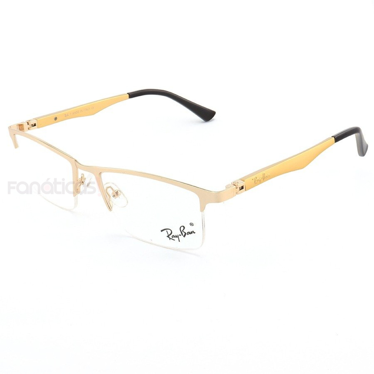 Armação de Óculos Masculina Meio Aro FN9128 Dourada
