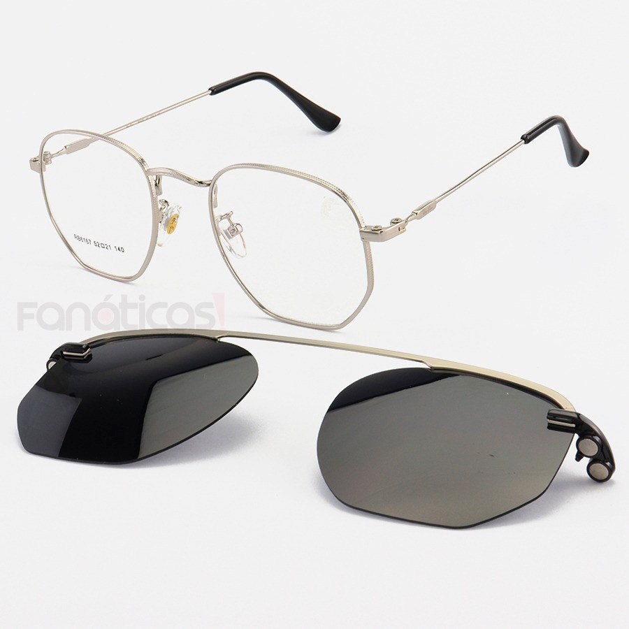 Armacao de culos Clipon Hexagonal Ray Ban RB6167 Prata