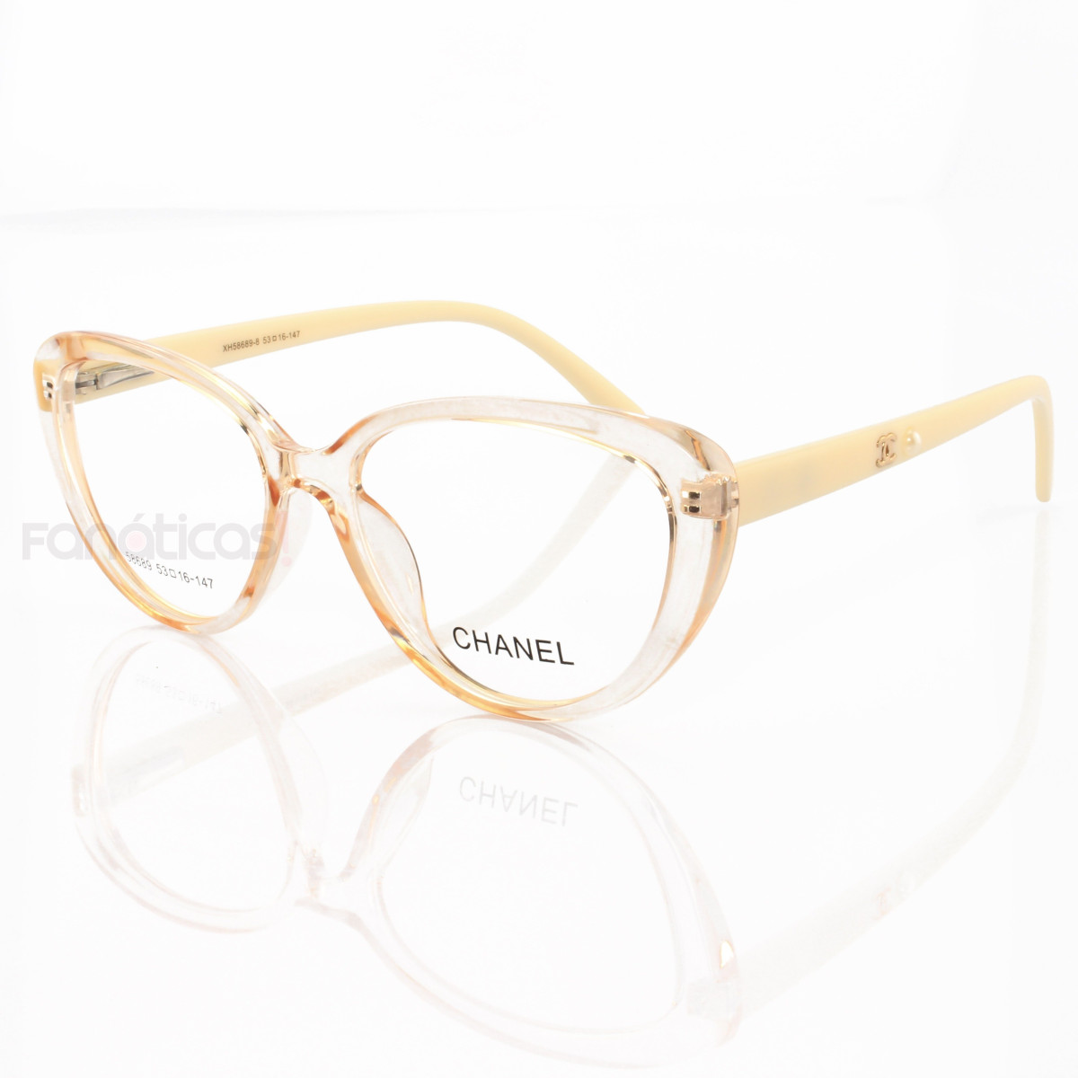 Armacao de Óculos Gatinho X3253 Creme Transparente