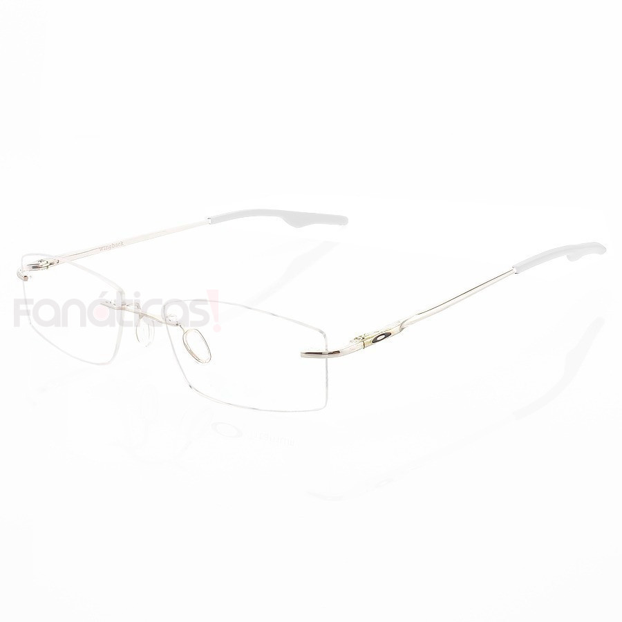 Armação de Óculos Retangular Flutuante Sem Aro Oakley Wingback Prata