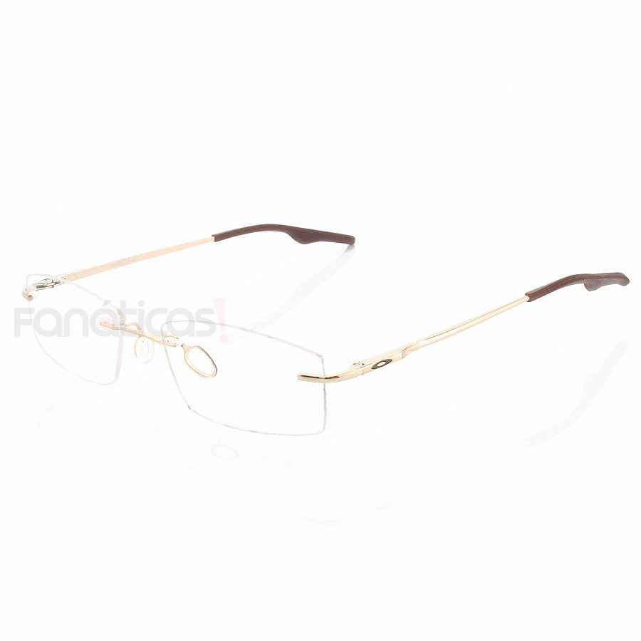 Armação de Óculos Retangular Flutuante Sem Aro Oakley Wingback Dourado