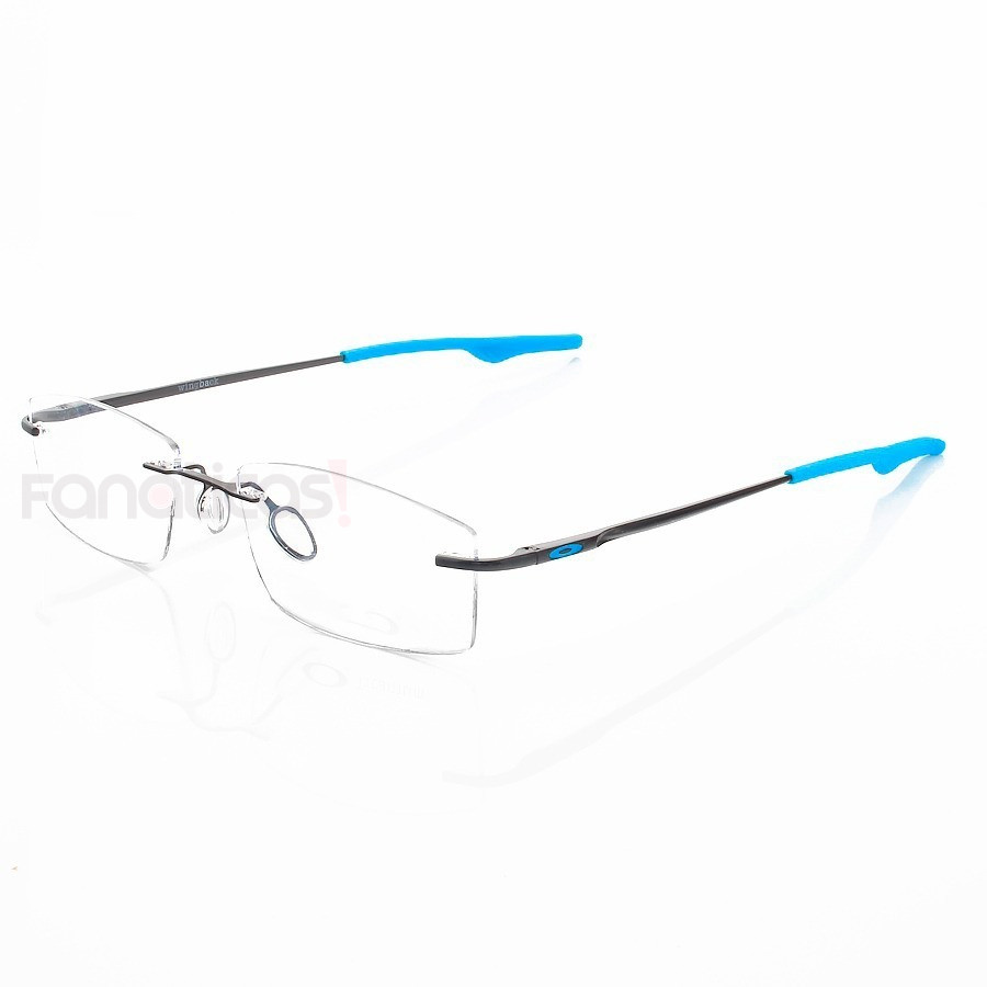 Armação de Óculos Retangular Flutuante Oakley Wingback Preto e Azul