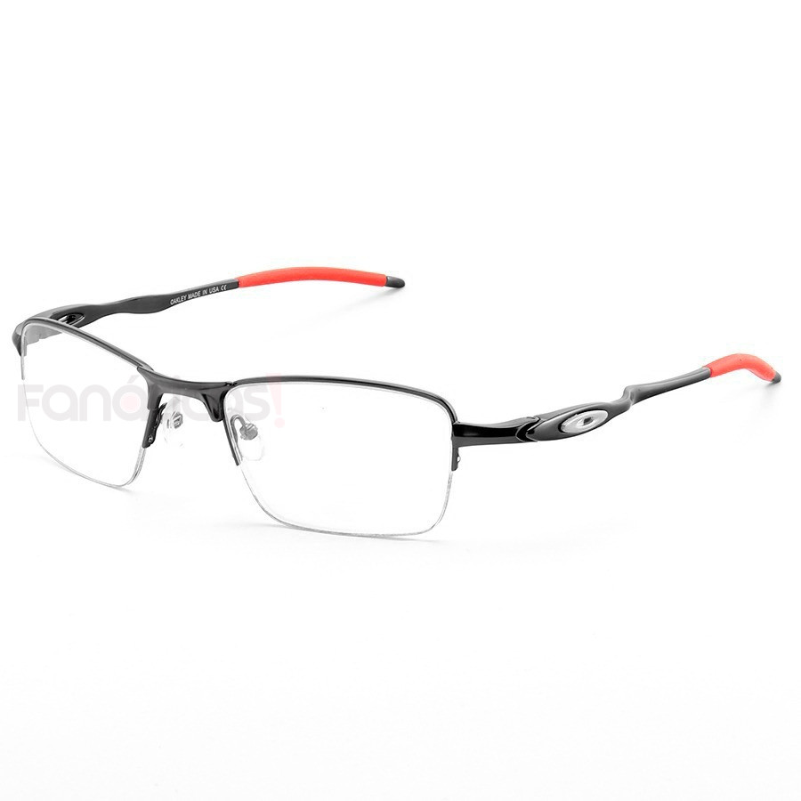 Armação de Óculos Meio Aro Oakley Evade OX3208 Preto e Vermelho