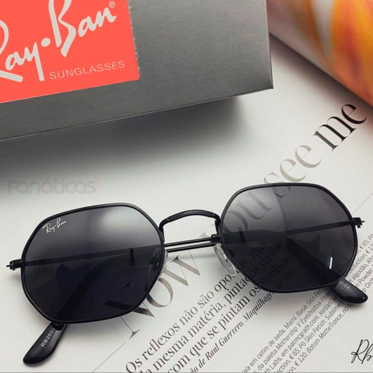 Óculos de Sol RB3556 Octogonal All Black