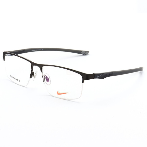 Armação de Óculos Retangular Meio Aro Nike 7805AF C4 Preto e Cinza