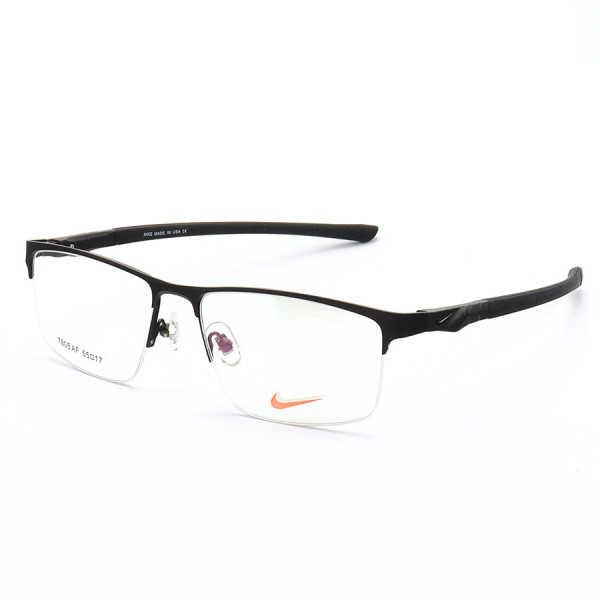 Armação de Óculos Retangular Meio Aro Nike 7805AF C1 Todo Preto