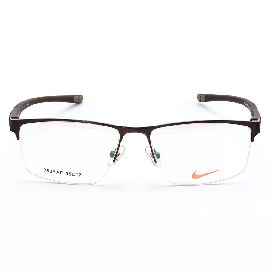Armação de Óculos Retangular Meio Aro Nike 7805AF Marrom