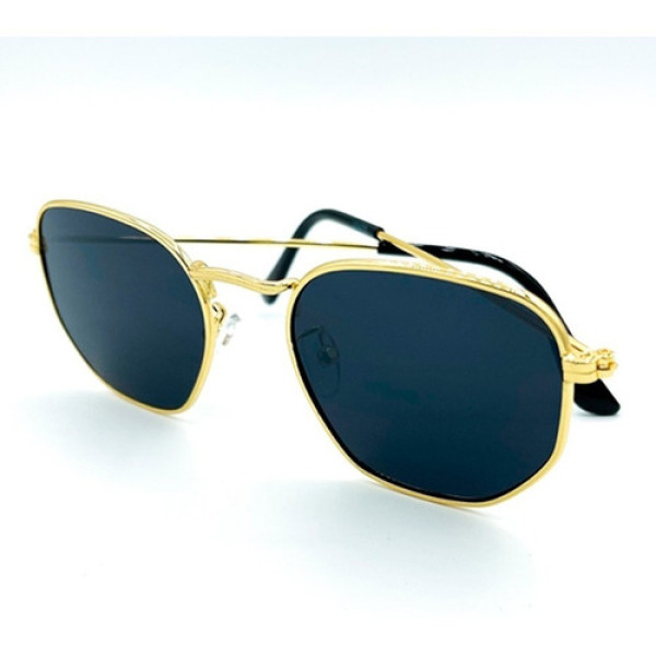 Óculos De Sol Hexagonal Dourado E Preto Brnx Original