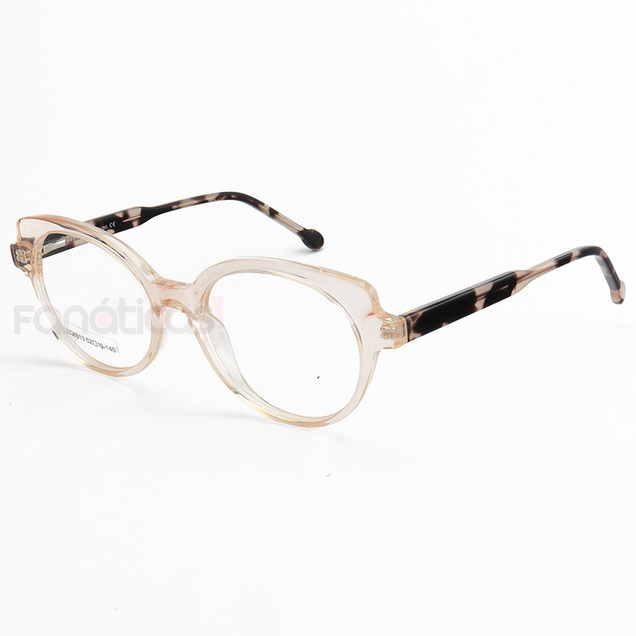 Armação de Óculos Oval LQ6013 Creme Translúcido