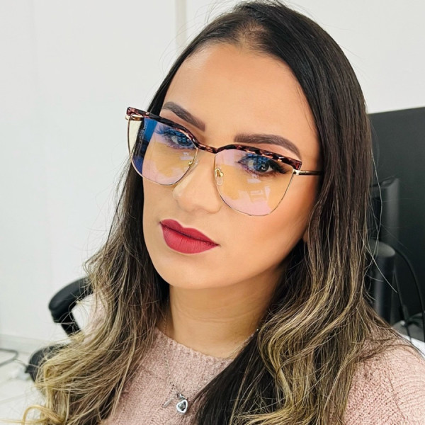 Armação de Óculos Gatinho LQ95288 Tartaruga Rosa