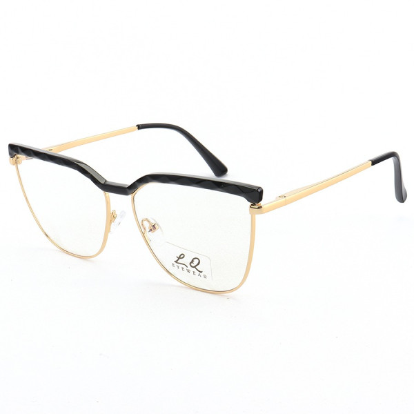Armação de Óculos Gatinho LQ95288 Dourado e Preto