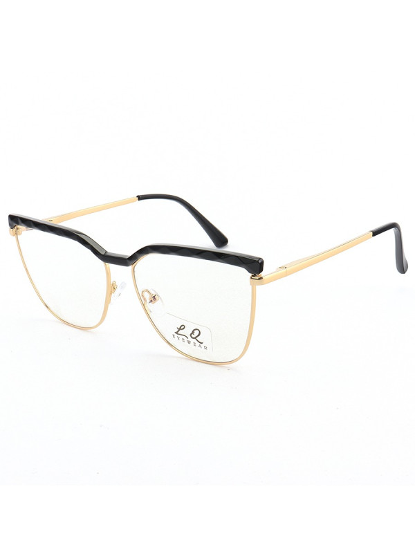 Armação de Óculos Gatinho LQ95288 Dourado e Preto