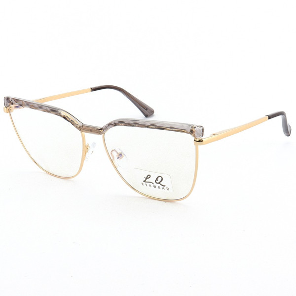 Armação de Óculos Gatinho LQ95288 Dourado e Cinza
