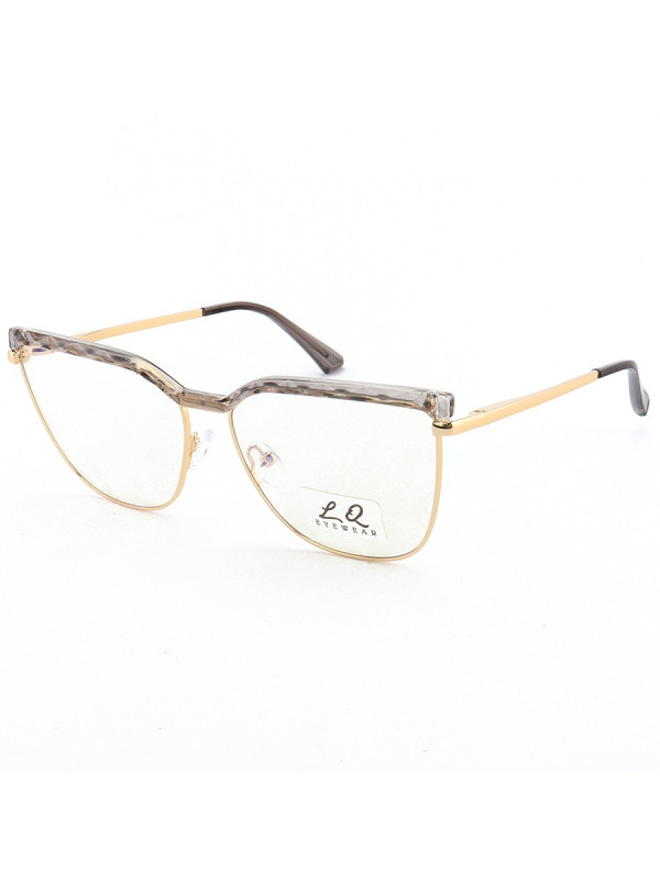 Armação de Óculos Gatinho LQ95288 Dourado e Cinza
