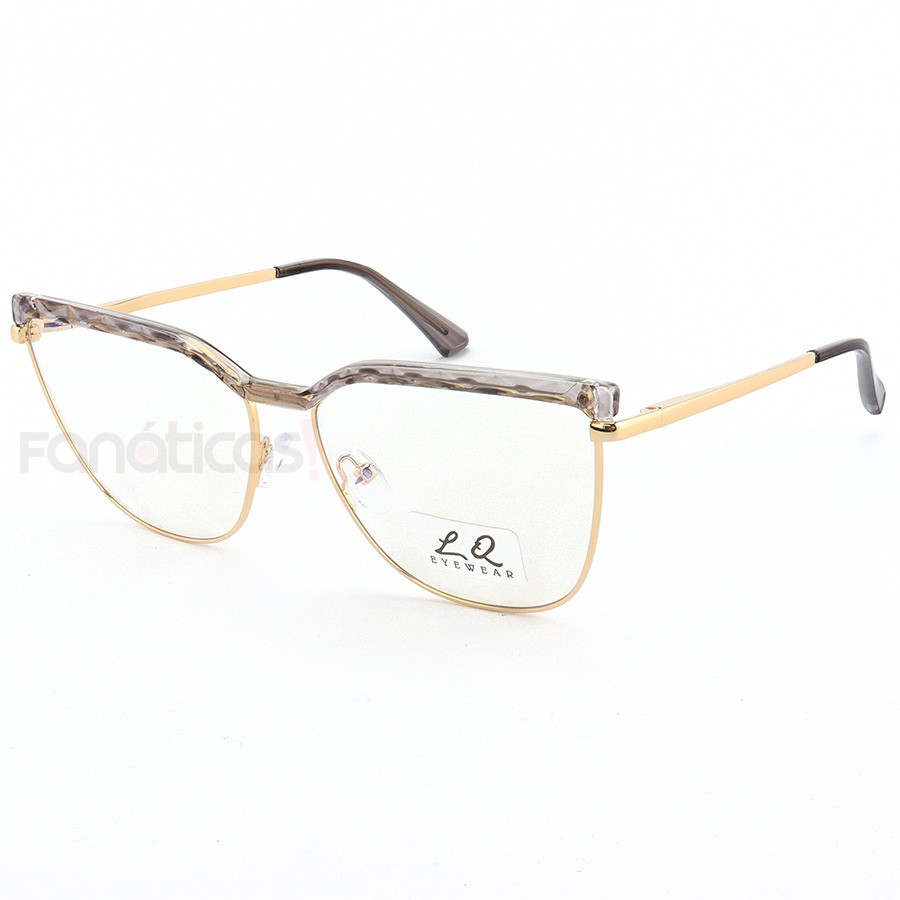 Armação de Óculos Gatinho LQ95288 Dourado e Cinza