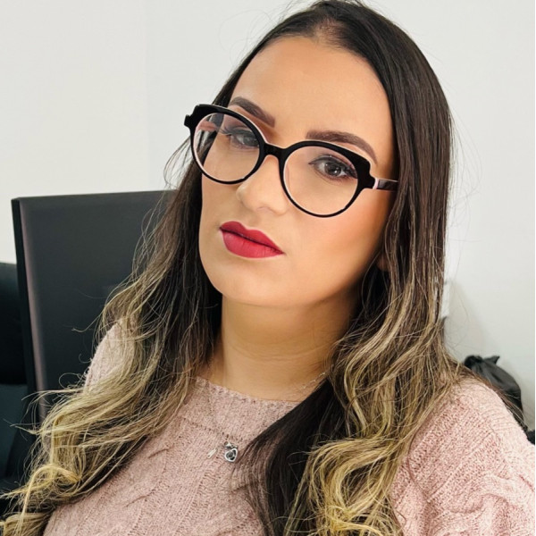 Armação de Óculos Oval LQ6013 Preta e Rosa