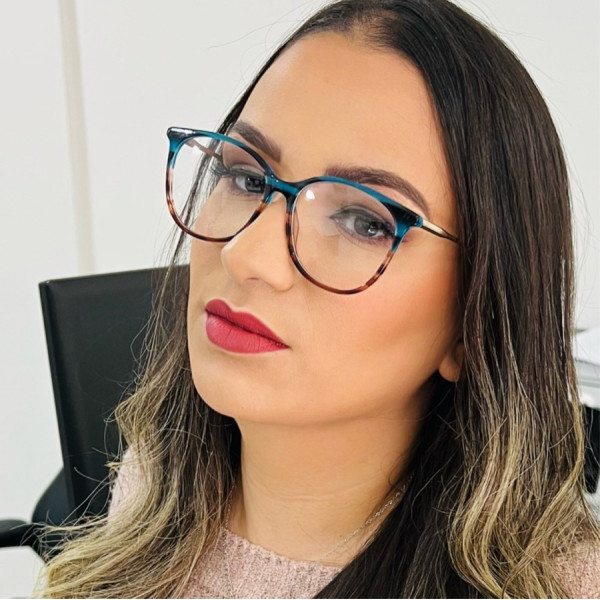 Armação de Óculos Redondo LQ0089 Azul Degrade