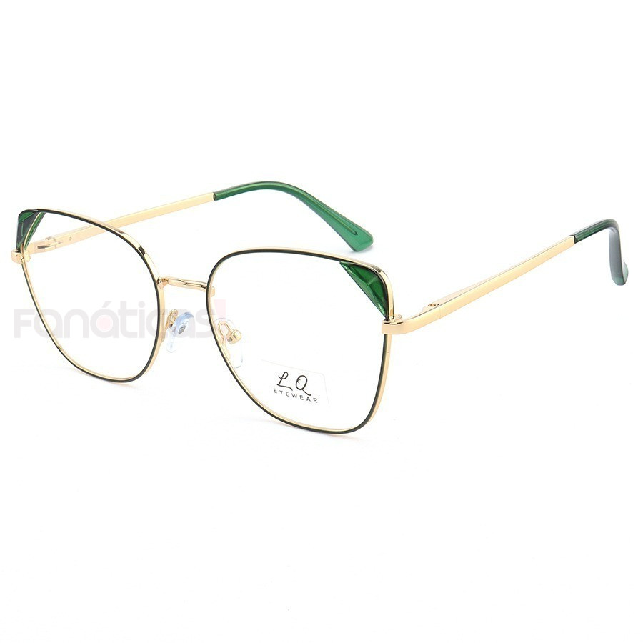 Armação de Óculos Quadrado LQ95805 Dourado e Verde