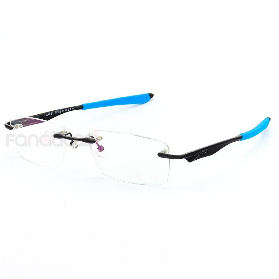 Armação de Óculos Flutuante Sem Aro Oakley Wingfold Preto e Azul Claro