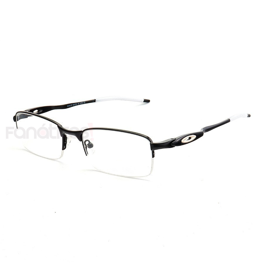 Armação de Óculos Oakley Meio Aro Evade OX3208 Preto e Branco