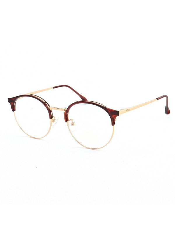 Armação de Óculos Redondo Metal FF0062 Marrom Translúcido
