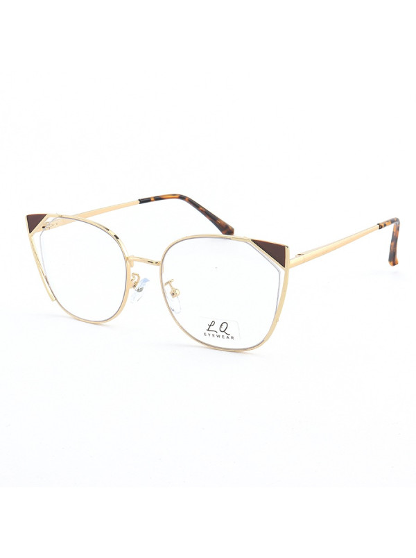 Armação de Óculos Gatinho LQ95777 Dourado e Marrom