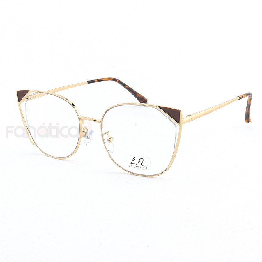 Armação de Óculos Gatinho LQ95777 Dourado e Marrom