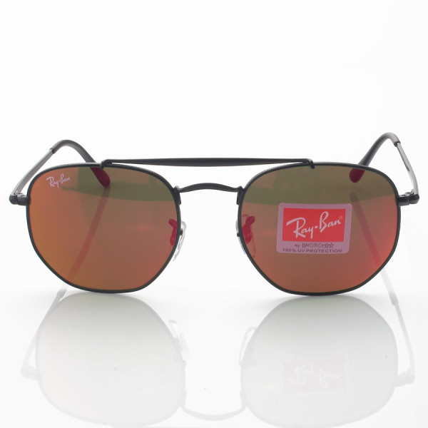 Óculos de Sol RB3648 Hexagonal Marshal Preto e Vermelho