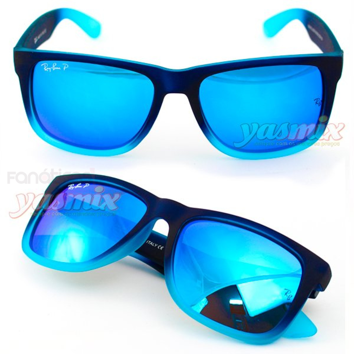 Óculos de Sol Justin Azul Degrade Espelhado RB4181