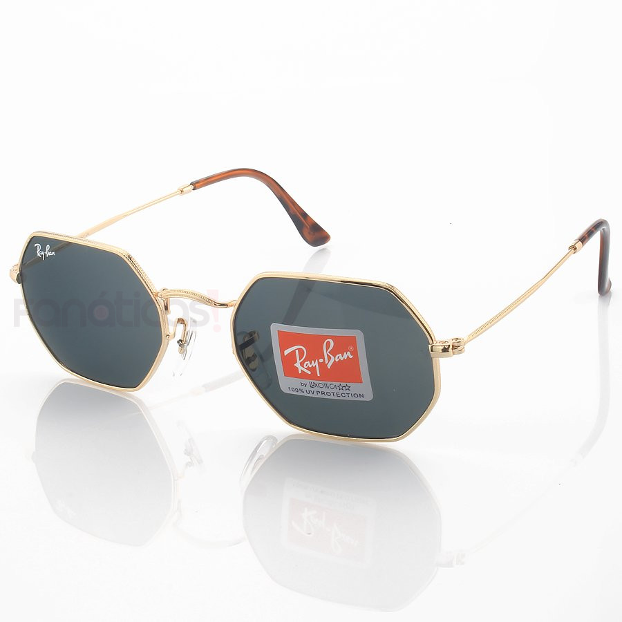 Óculos de Sol Ray-Ban RB3556 Octagonal Dourado e Lente Preta