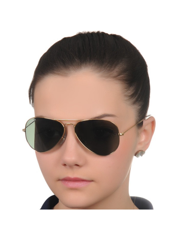 Óculos de Aviador Verde Escuro G15 com Armação Dourada