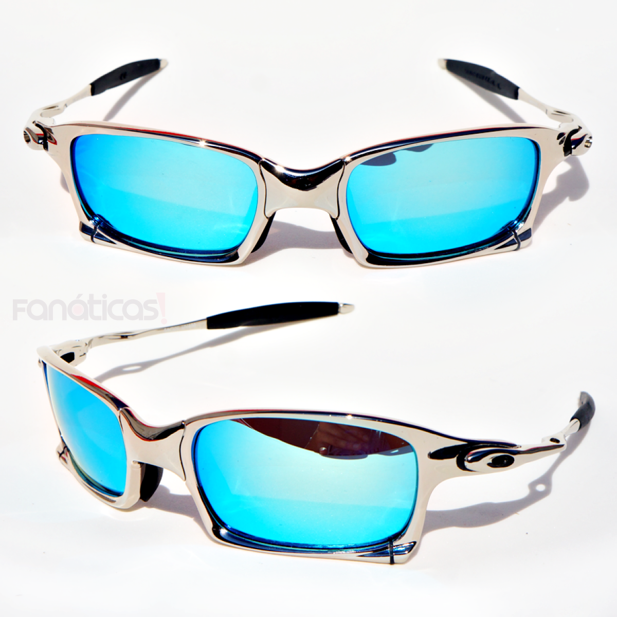 Óculos X-Squared Cromado com Lente Azul