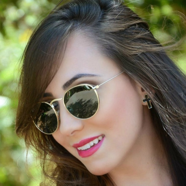 Óculos de Sol Round 3447 Dourado Com Lente Verde Escura G15