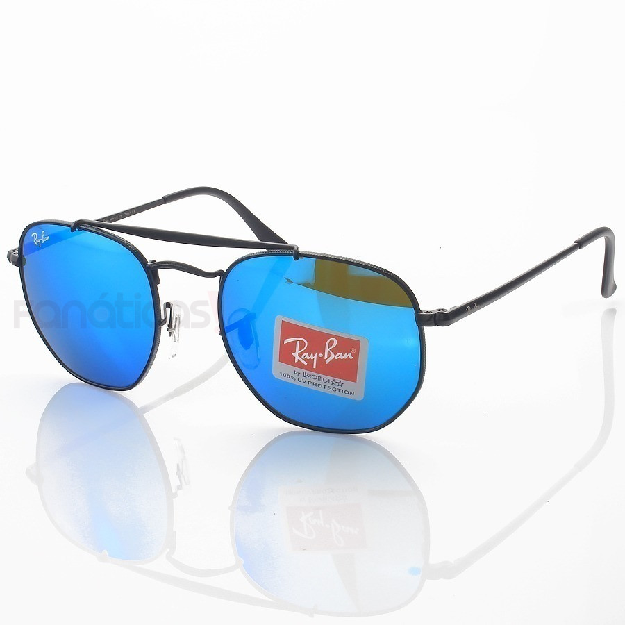 Óculos de Sol Ray-Ban RB3648 Hexagonal Marshal Preto e Azul