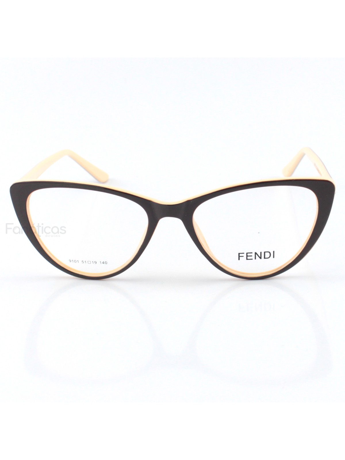 Armacao de Óculos Gatinho X 9101 - Marrom e Creme