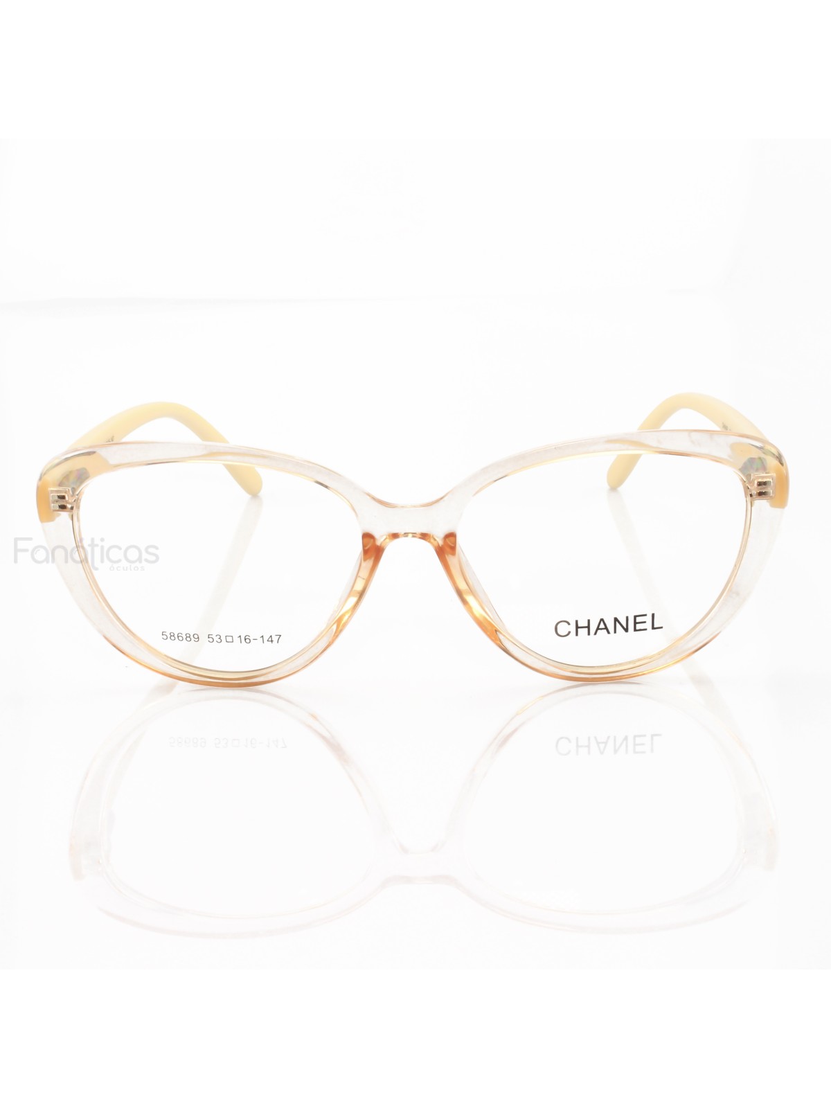 Armacao de Óculos Gatinho X3253 Creme Transparente