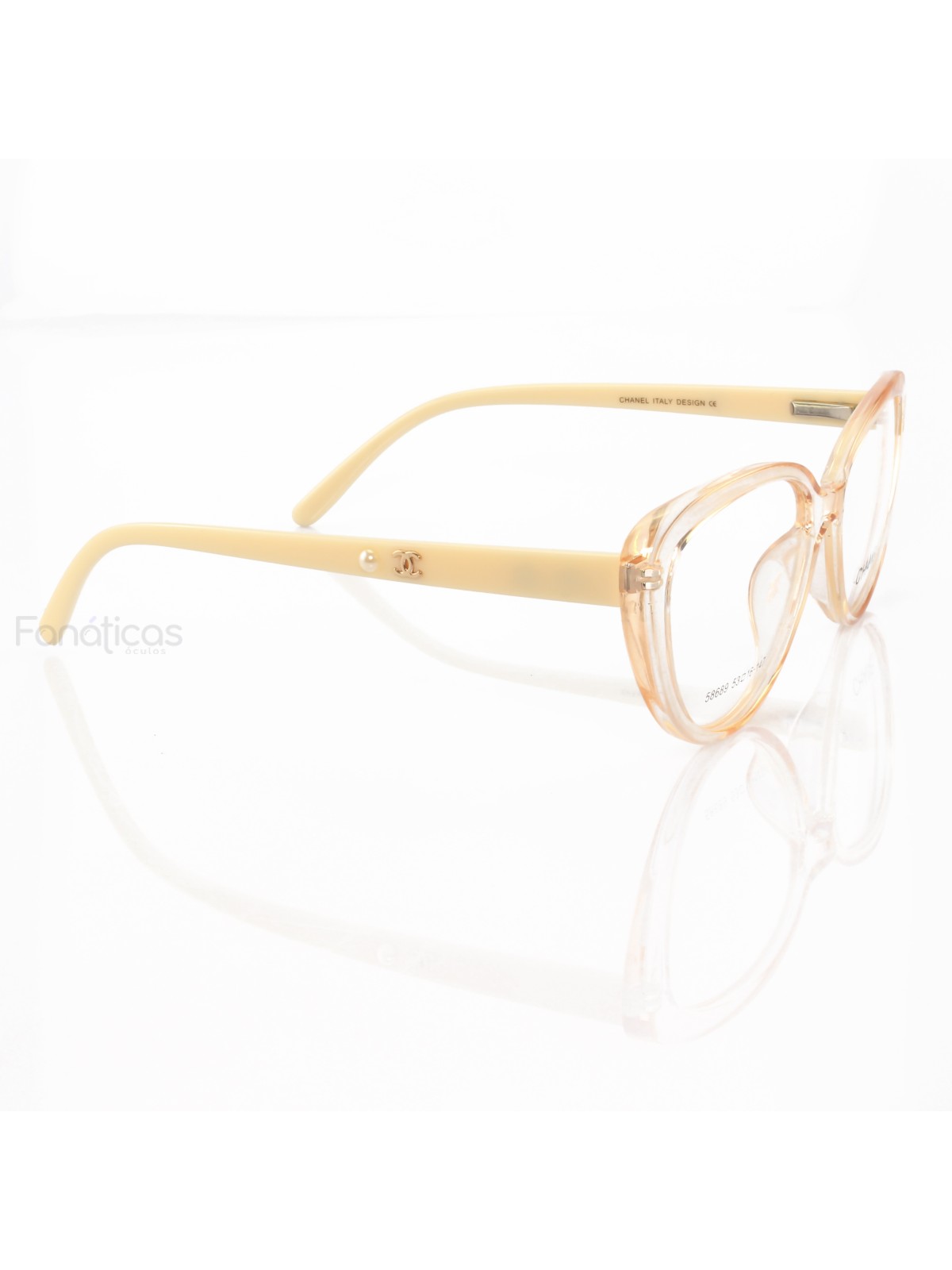 Armacao de Óculos Gatinho X3253 Creme Transparente